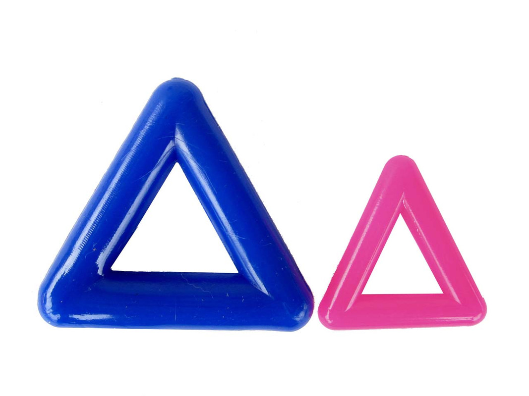 The two sizes (1" & 2")of Marbella Triangles shown together in all their colours