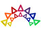 The two sizes (1" & 2")of Marbella Triangles shown together in all their colours