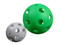 The two sizes of Wiffle Balls shown together