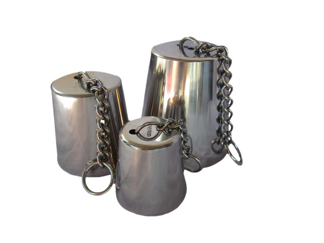 The three sizes of Stainless Steel Bell shown together