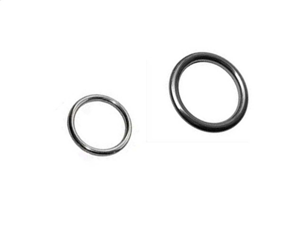 The two sizes of welded O Rings shown together