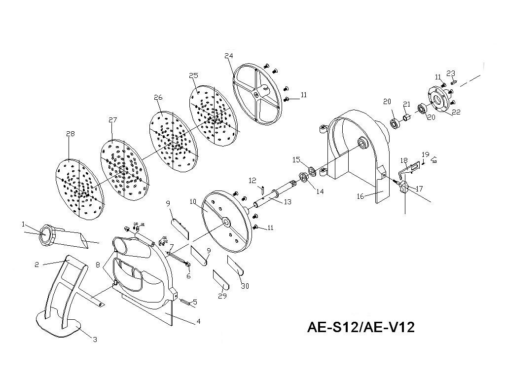 AE-V12 #12 Vegetable Shredder Attachment DISCONTINUED (AE-V12) - Parts Diagram