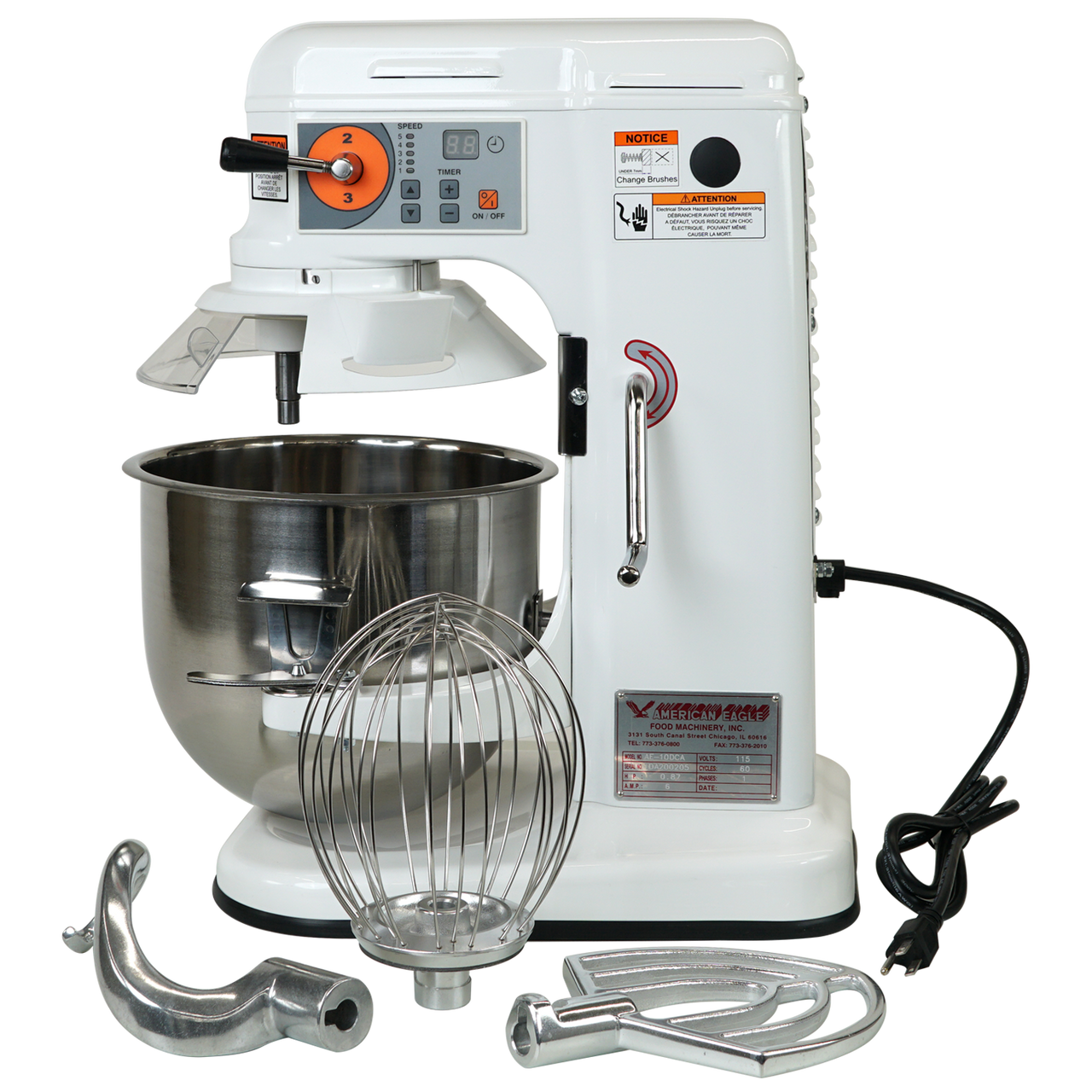 Full Accessory Set With AE-10DCA 10 Quart Countertop Planetary Mixer, Commercial Mixer