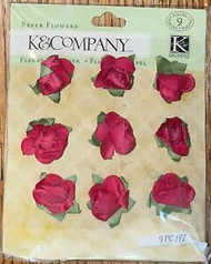 Red Paper Flowers, Set of 9, K & Company
