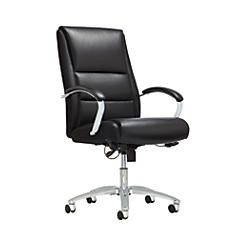 Realspace Morgan High Back Bonded Leather Chair Black Chrome