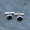 Gents sterling silver and Whitby Jet deep oval cufflinks with swivel bar