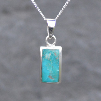 Sterling silver and Kingman turquoise oblong pendant