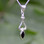 Small 925 silver and Whitby Jet marquise style necklace