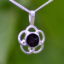 Whitby Jet Round Flower Pendant 479P