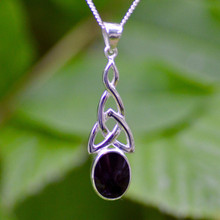 Large hand crafted sterling silver and Whitby Jet Celtic necklace