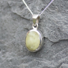 Dainty oval connemara marble pendant on sterling silver chain