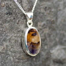 Derbyshire blue john and sterling silver oval pendant