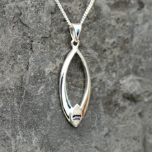 Derbyshire blue john and sterling silver marquise wishbone pendant