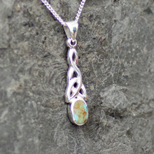 Kingman turquoise and sterling silver small Celtic pendant