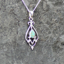 Fancy Kingman turquoise and sterling silver teardrop pendant 