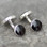 Handmade Whitby Jet and sterling silver gents double stone round cufflinks