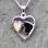 Jet and Amber and 925 silver double heart necklace