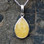 Hand crafted yellow amber and 925 silver pear drop necklace