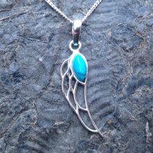 Turquoise and sterling silver angel wing pendant