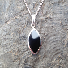 Whitby Jet and 925 sterling silver marquise pendant