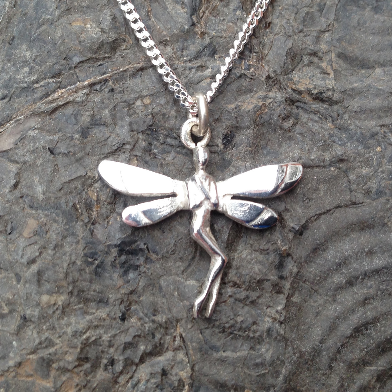Sterling Silver Fairy Pendant 002SS Aurora Jet