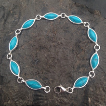 925 Sterling silver multistone bracelet with turquoise marquise stones