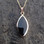 Large Whitby Jet 9ct gold marquise cut pendant on 18" chain