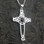 Sterling silver and Whitby Jet Celtic cross cabochon pendant on 18 inch curb chain