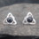 Small sterling silver Celtic trinity knot stud earrings with round Whitby Jet cabochons
