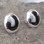 Large hand crafted oval Whitby Jet sterling silver cushion edge stud earrings