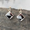 Small square sterling silver Whitby Jet drop earrings with stud fastenings