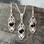 Whitby Jet and sterling silver Celtic knot matching pendant and drop earrings set