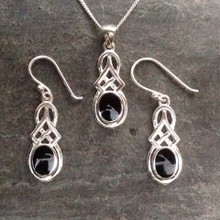 Traditional hand crafted sterling silver and Whitby Jet Celtic jewellery gift set