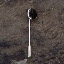 Hand crafted 925 sterling silver gents tie pin with oval Whitby Jet stone