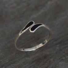Sterling silver slim ring with Whitby Jet drop shaped stones