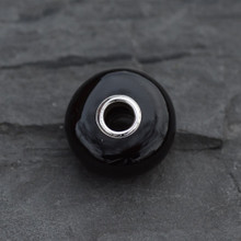 Hand carved Whitby Jet and 925 sterling silver bead charm for bracelet