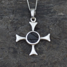 Sterling silver and Whitby Jet Cross Pattee Pendant