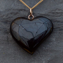 Hand carved Whitby Jet Heart Pendant
