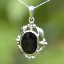 Large Whitby jet and silver necklace