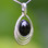 Contemporary Whitby Jet and sterling silver cabochon pendant