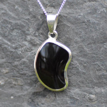 Irregular shaped Whitby Jet pendant on sterling silver chain