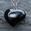 extra large whitby jet carved heart pendant on 9ct gold chain