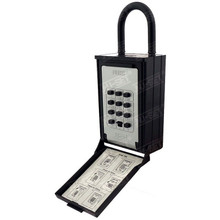 Push button combination Lock Box with hanging shackle in black