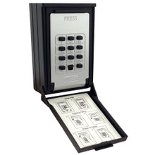 NU-SET 2085-3 Key/Card Storage Wall Mount Push Button Combination Lockbox, Black