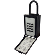 NU-SET 2084-3 Key/Card Storage Push Button Lockbox with Combination Locking Shackle, Black