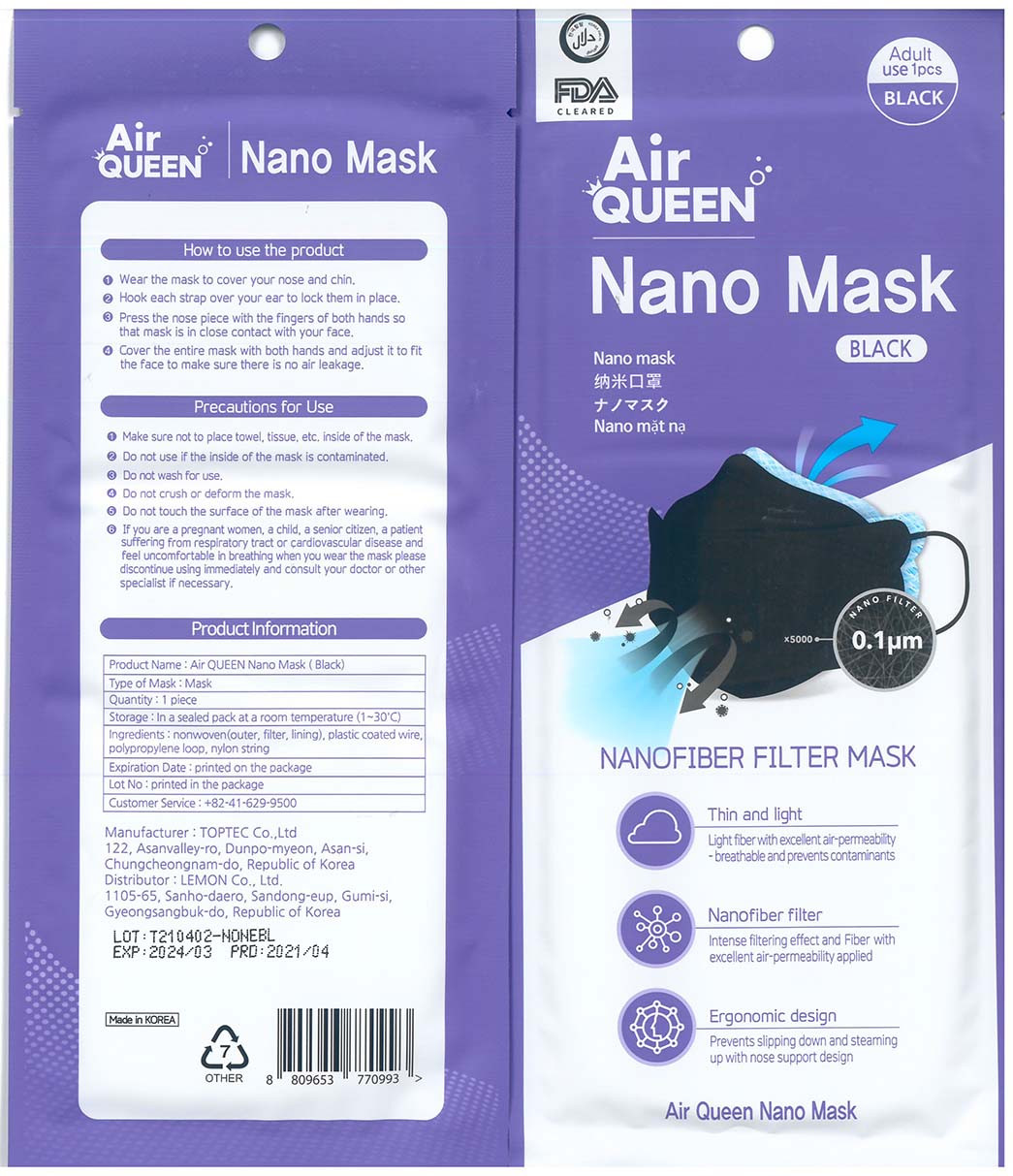 Air Queen マスク Pack of 10] [Air Queen] 3-Layers Nano-Filter Face Safety