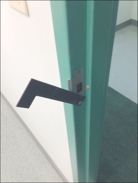 Lock Stopper can easily swing into position to secure a room in the event of a lockdown