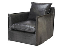 Riley Slipcovered Leather Swivel Chair