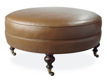 Manor Large Round Leather Ottoman