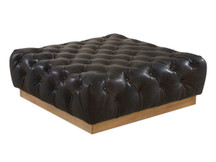 Weiss Square Tufted Leather Ottoman